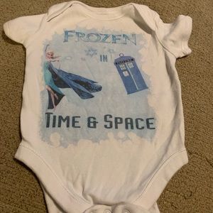 Dr Who themed baby onesie